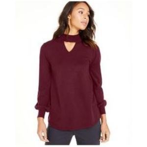 STYLE & COMPANY Burgundy Long Sleeve Sweater XS